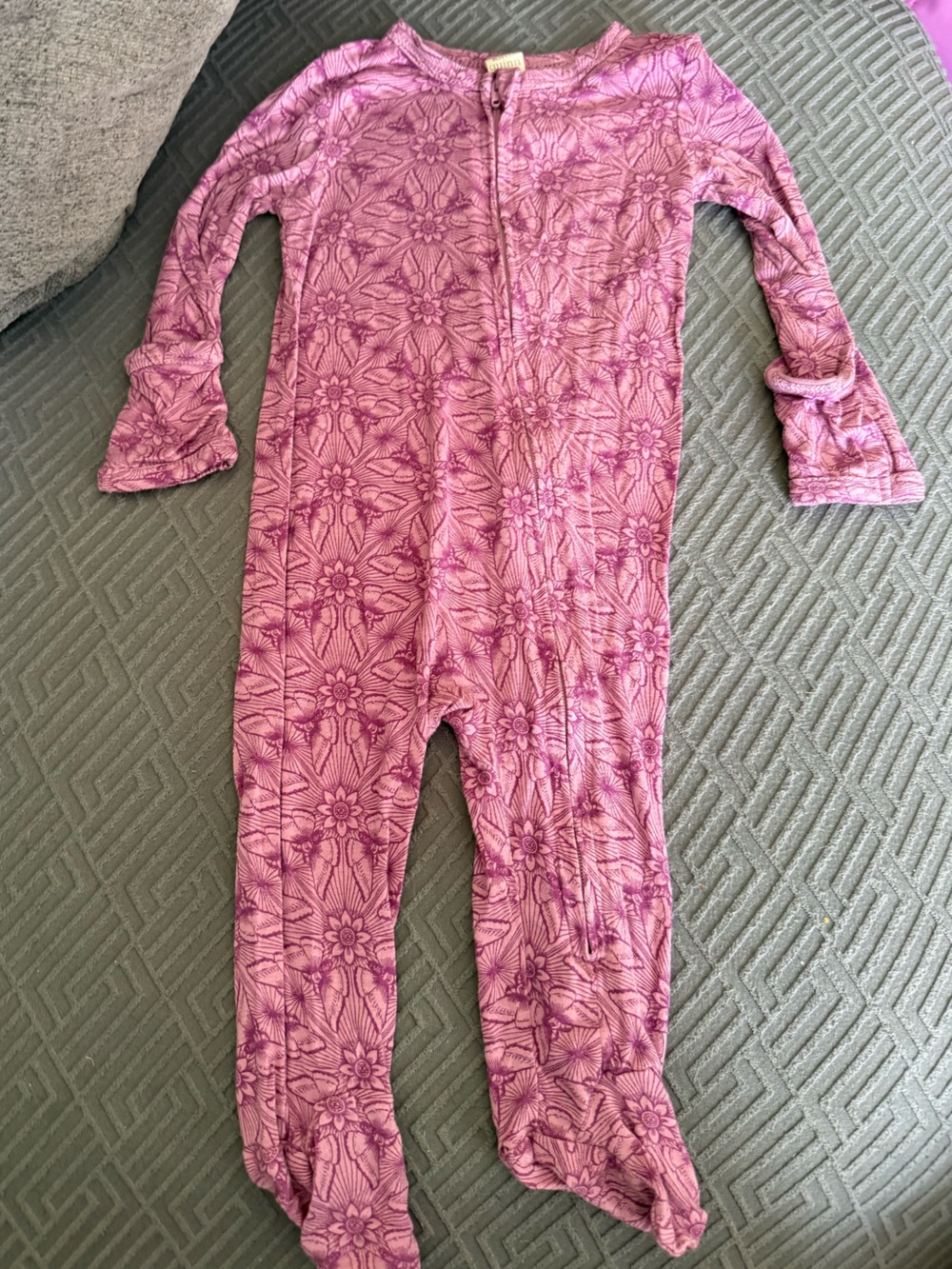 kate quinn Purple Floral butterfly Zip footie onsies